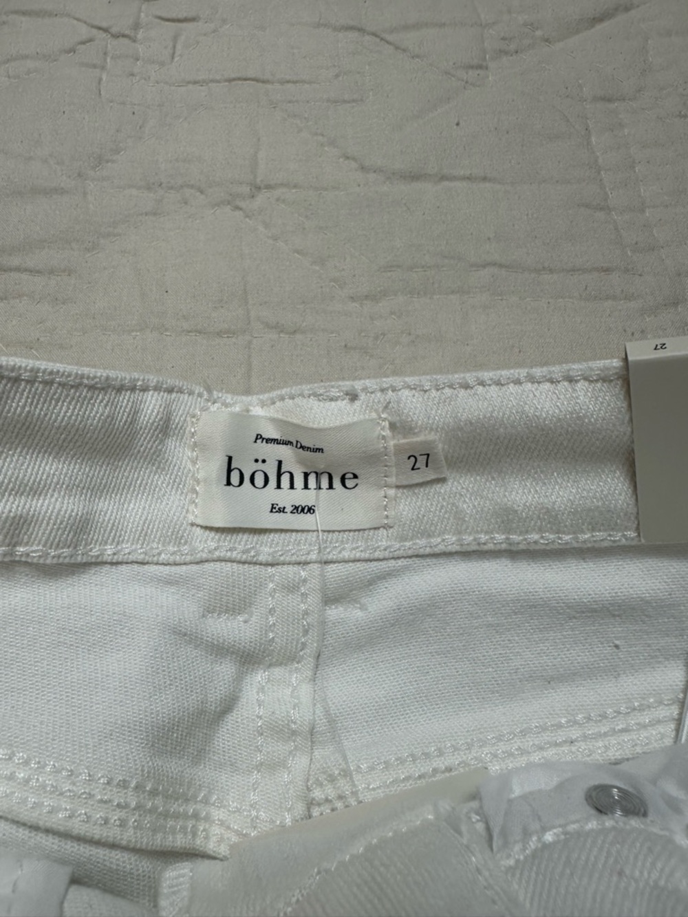 Minimalist White Denim Bermuda Shorts | High-Rise Raw Hem · Bohme NWT - Picture 9 of 9